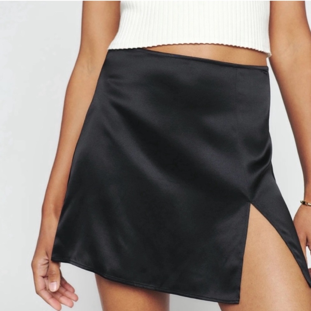 NWT - Reformation - Size 10 - Black Silk Slit Skirt